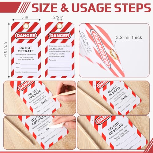 Image of 6 Sets Lockout Tagout Locks Kit, Safety Padlock, Loto Locks Keyed Differently Lock Out Tag Out 13 Pcs Safety Padlocks with 6 Lockout Tagout Tags Red for Stations and Devices