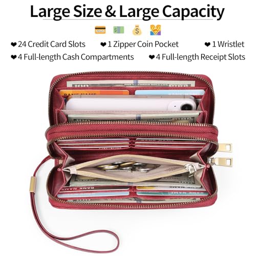 Image of GAEKEAO RFID Leather Wristlet Wallet for Women with Grip Strap