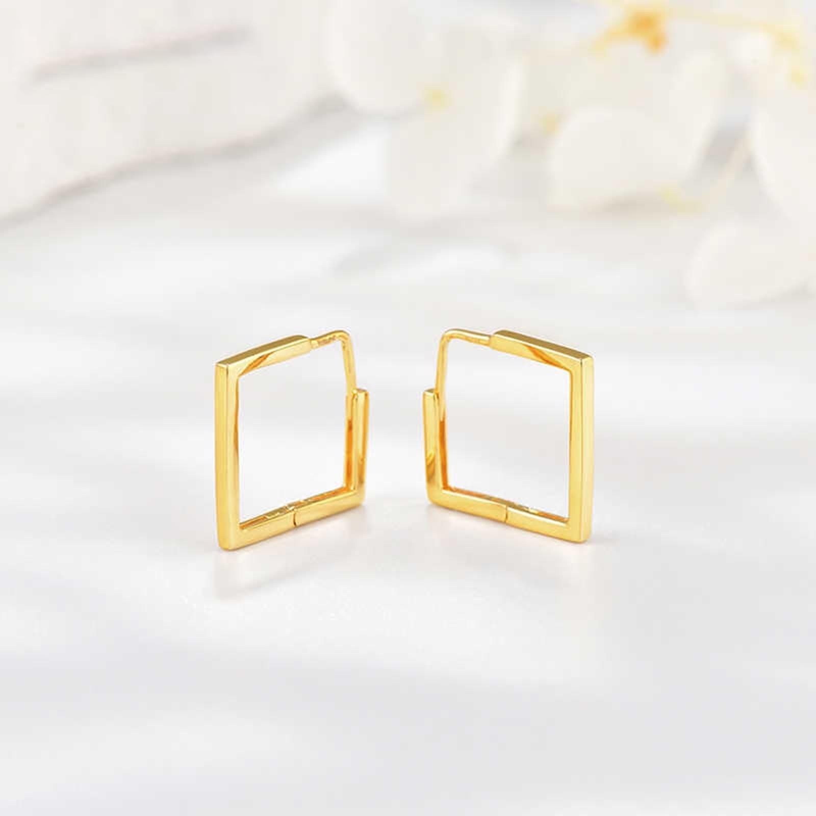 Creole Hoop 9K/14K/18K żółte złoto, geometryczne kolczyki na Boże Narodzenie, prawdziwe kolczyki chłopięce 750/585/375 złoto