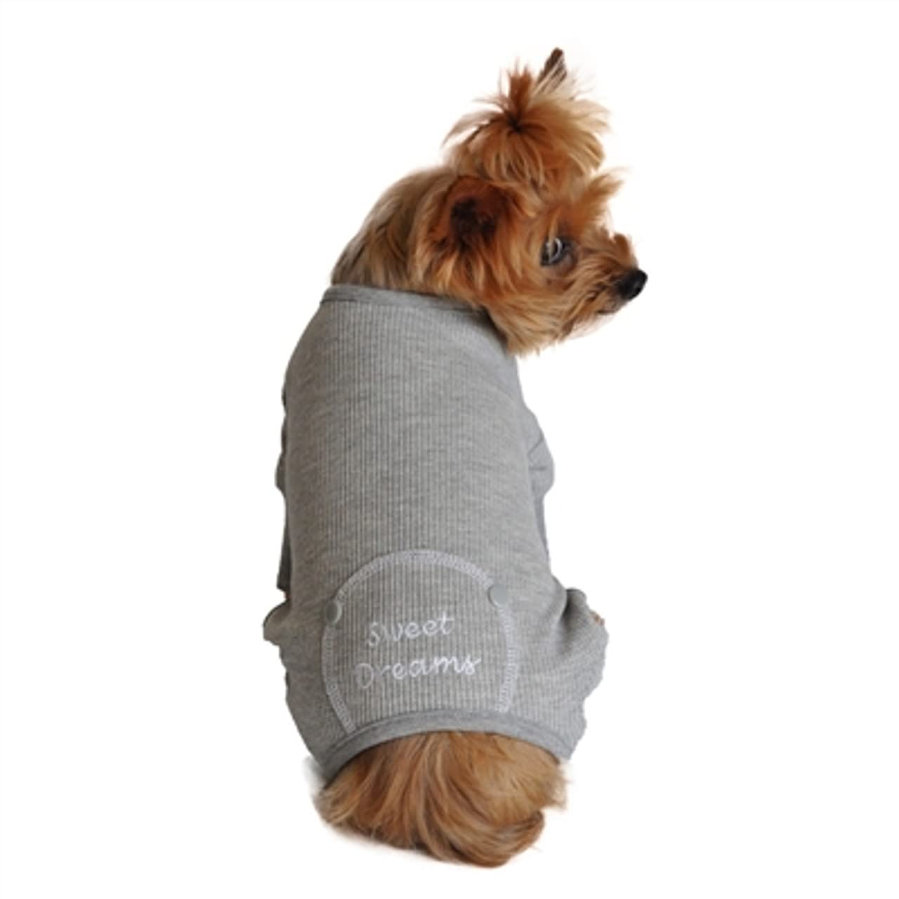 DOGGIE DESIGN Sweet Dreams Soft Cotton Thermal Dog Pajamas (XS, Gray)