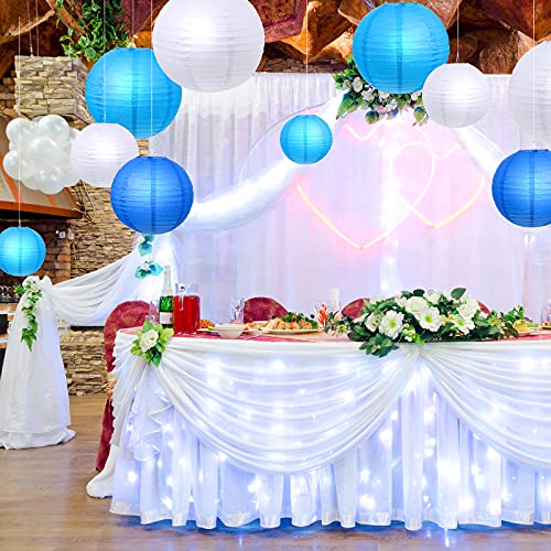 18 Piece Round Chinese Paper Lantern Set, 4/6/8/12 Inches Hanging Chinese Paper Lanterns Round Paper Lamps For Wedding Engagement Bee Party (Dark Blue, Blue, White,4 Inch, 6 Inch, 8 Inch, 12 Inch) #TOP6