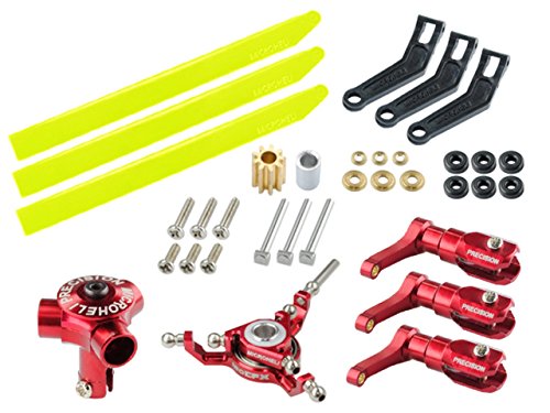 MICROHELI CNC AL/Plastic Triple Yellow Blade Conversion Set (RED) - Blade 130 S