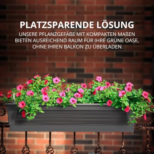 Plastard Blumenkasten 80 cm Anthrazit - Balkonkasten & Bewässerungssystem – Ansicht 6
