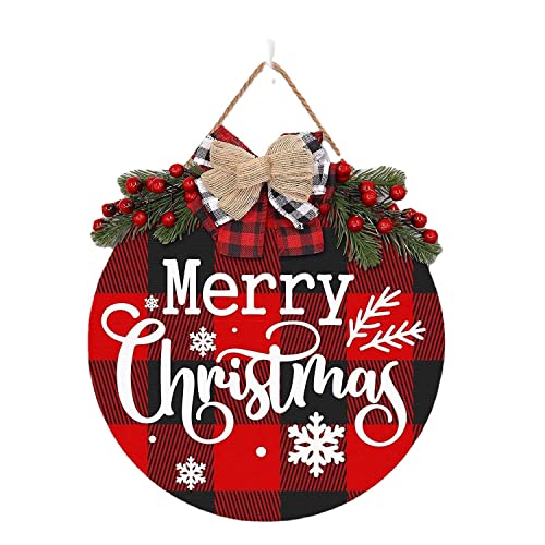 JAVOUKA Decoraciones de madera de Navidad Decoración de puerta de Navidad, Arpillera rústica Artesanía de Navidad Guirnalda Decoración del hogar Decoración de pared Cover