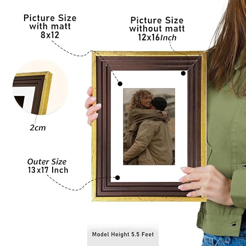 Image of Art Street Luxury Photo Frame for living room, Modern Step Design Photo Frames for Photograph, Art Work, Kids Room Set of 6 (12x16 Inch, Gold)
