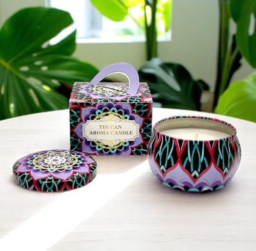 Image of Mandala Candle | Handcrafted Scented Wax Jar with Intricate Mandala Design | Spiritual Home Decor & Gift (Tranquil Lotus Mandala)