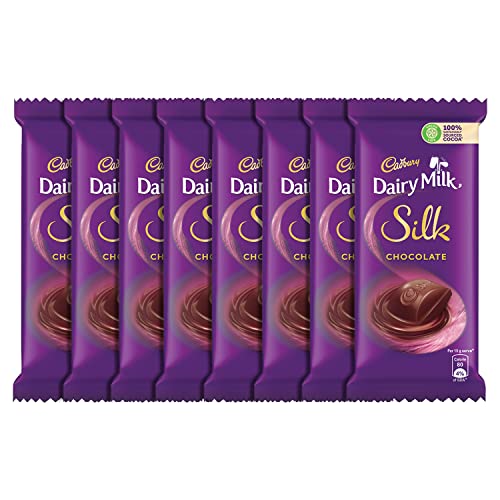 Image of Cadbury Bournville Rich Cocoa Dark Chocolate Bar, 80 Gm (Pack Of 5) & Dairy Milk Silk Hazelnut Chocolate Bar, 143 G (Pack Of 3) & Cadbury Dairy Milk Silk Chocolate Bar, 60G (Pack Of 8)