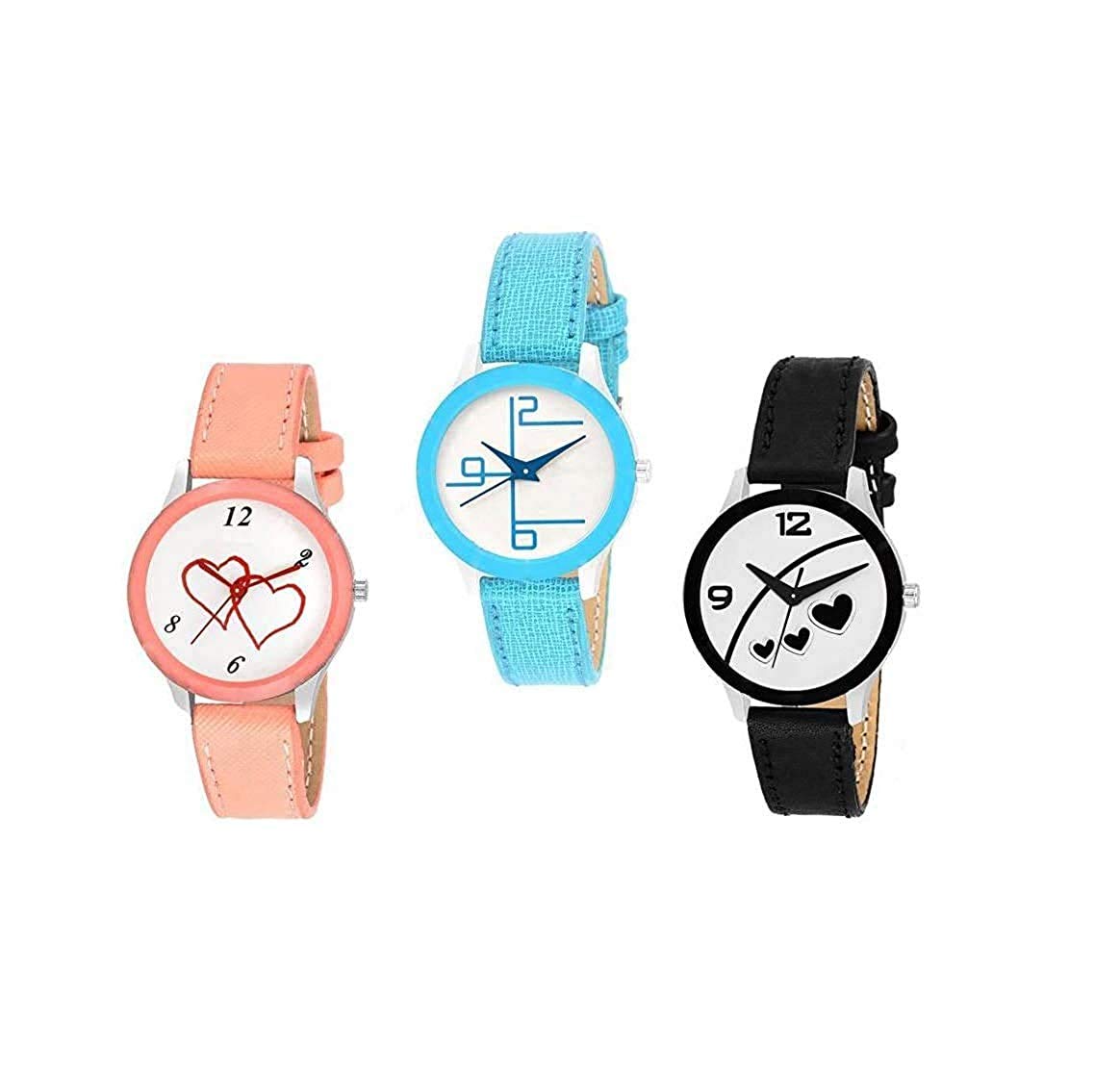 Watch City Analog White Color Attractive Dial Black Orange SkyBlue Color Lether Belts Watches for Girls and Women (B08GZ6VCJX) Amazon Price History, Amazon Price Tracker