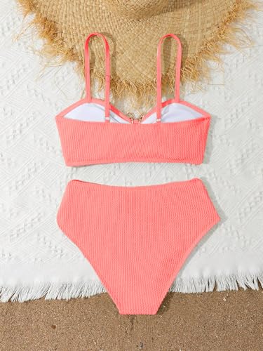 Image of RoseSeek Girl's 2 Piece Padded Bathing Suit Wireless Starfish Swimsuit Spaghetti Strap Vacation Beachwear Set