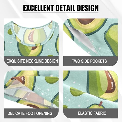 ALAZA Avocado Leaves Fruit Pajamas Short Sleeve 2 Piece Sleepwear Top and Bottom Pajama Set Unisex4