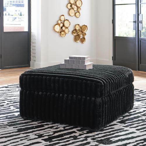 Image of Signature Design by Ashley Midnight-Madness Casual Upholstered Oversized Accent Ottoman, Black