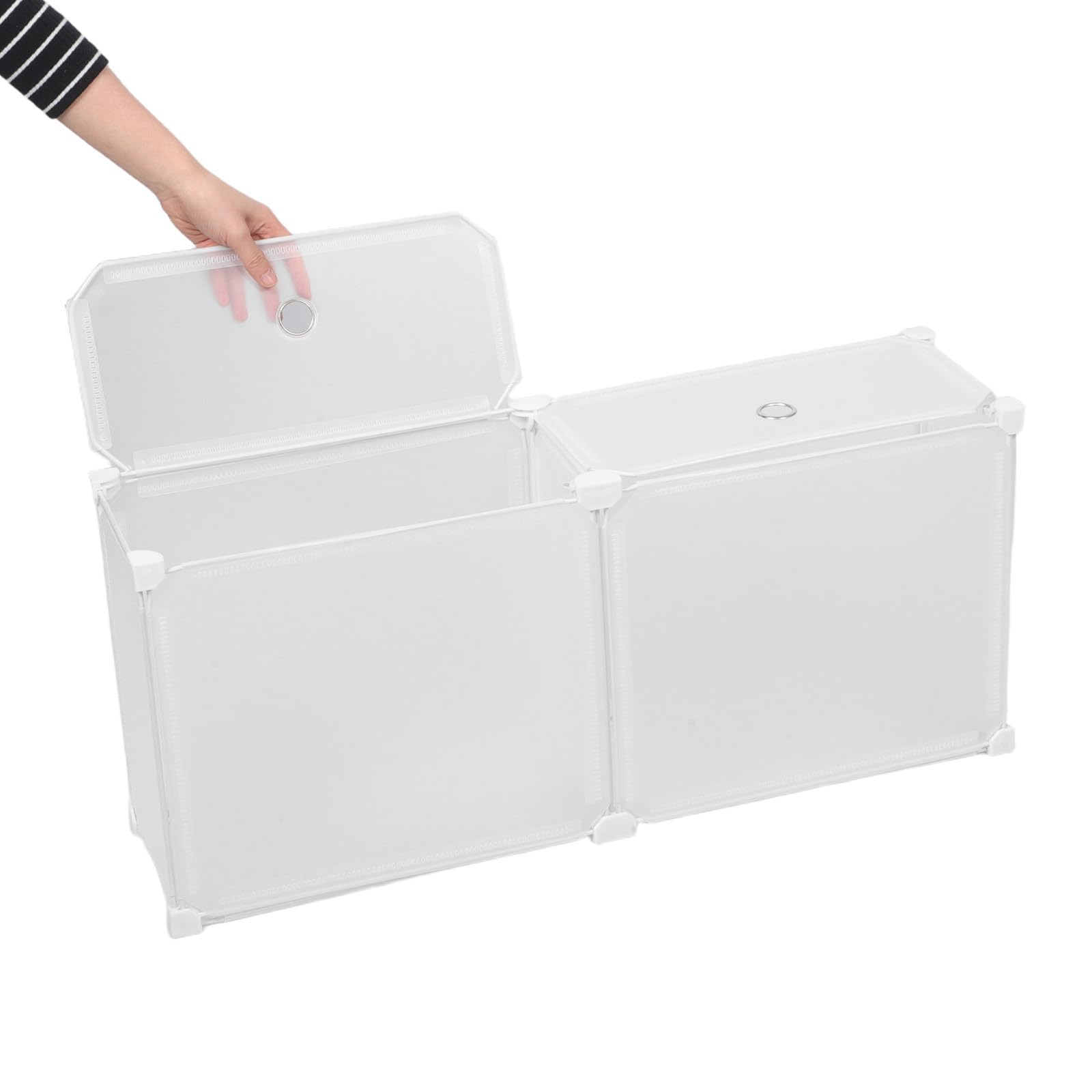 Mobiletto Portaoggetti in Plastica Bianco con Porte per Camera da Dormire | Ripiani Smontabili, Struttura Lunga e Robusta, per Libri e Telecomandi in Camera da Dormire e Soggiorno