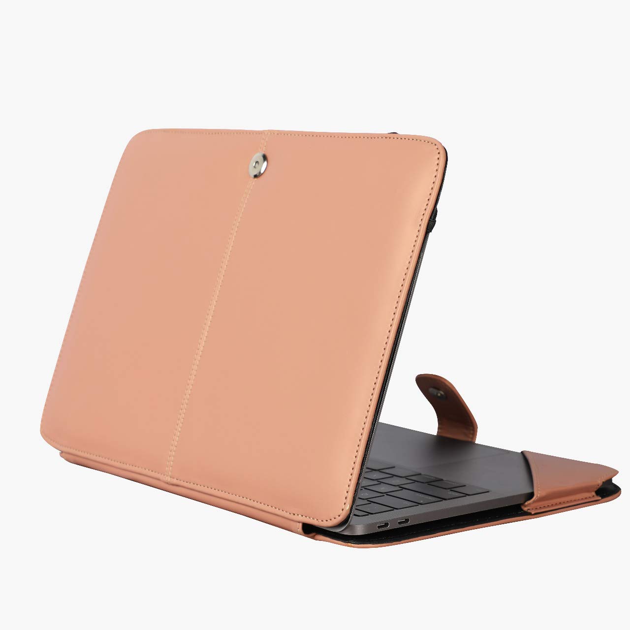 ENTHOPIA Folio Case Compatible with MacBook Air 13 inch Case 2022 2021 2020 2019 2018 Release A2337 M1 A2179 A1932 Retina Display with Touch ID - Vegan Leather Folio Case - Rose Gold