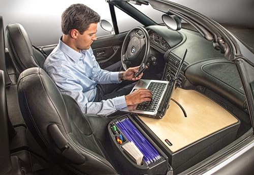 Image of AutoExec Roadmaster Car Desk for Your Vehicle Workstation and Mobile Office, Natural Birch