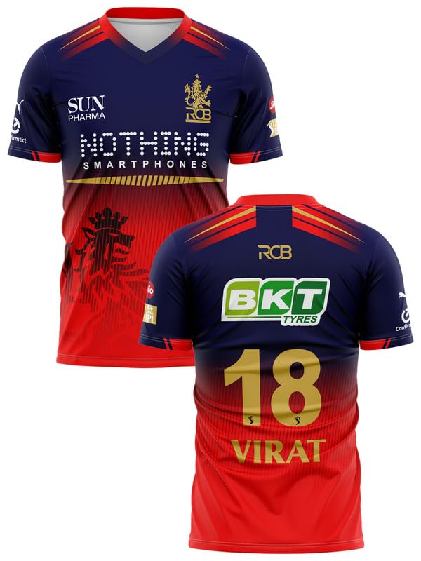 RockinRetailz New VIRAT KOHLI 18 RCCBB Cricket Jersey 2026 Half Sleeve Red