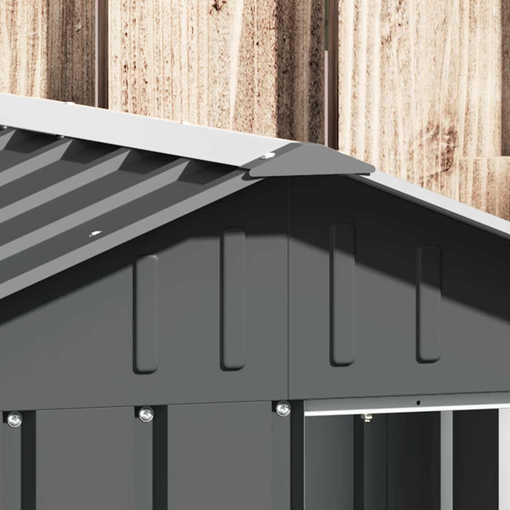 Cuccia per cani in acciaio zincato, antracite, 116,5 x 103 x 81,5 cm, resistente alle intemperie, con ingresso aperto, ideale come rifugio per cani in giardino, per esterni e interni