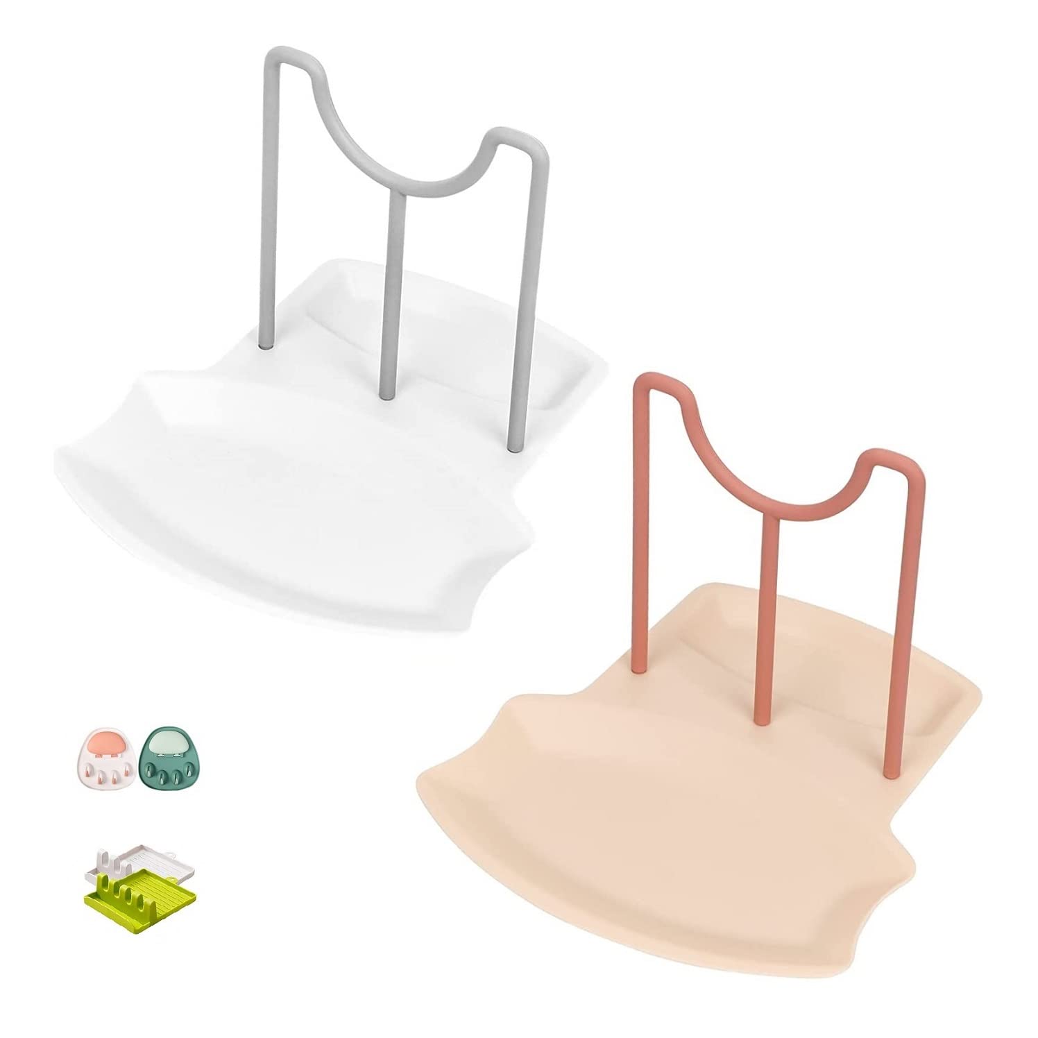 2 PCS Kitchen Utensil Rest, Spoon Rest Kitchen Utensil Set with Upgrade Hanging Design and Heat-Resistant Free Spoon Holder for Spoons, Tongs, Ladles & More (Pink & White)