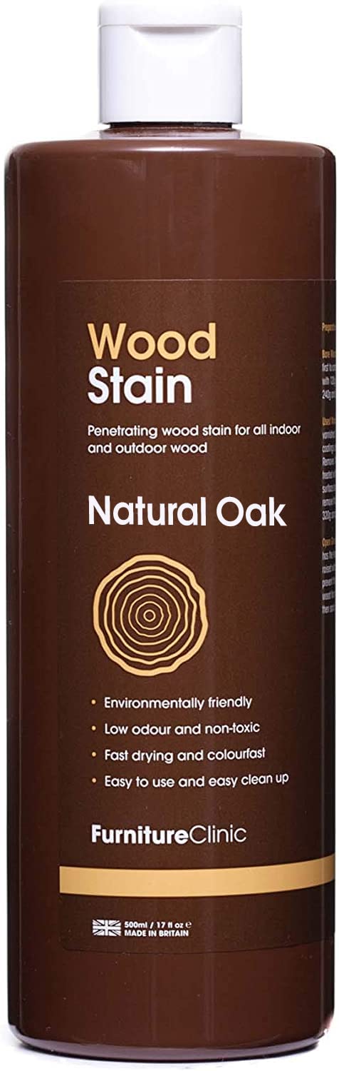 Furniture Clinic Wood Stain (Natural Oak) – Fast Drying, Highly Concentrated, and Easy-to-Apply Light Oak Wood Stain for All Indoor & Outdoor Wood – Water Based & Non-Toxic – 2.5L