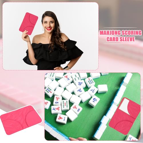 Funda para Cartas Mahjong de Cuero PU 29x18.5 cm Rosada miniatura 5