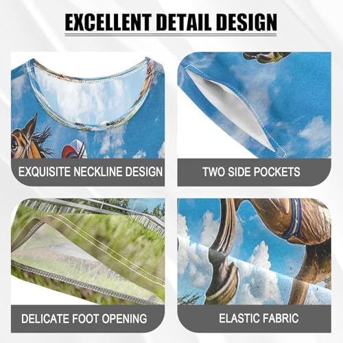 ALAZA Funny Sport Horse Sky Pajamas Set Short Sleeve Cotton Sleepwear Summer Pjs 2 Piece 5-14Y4