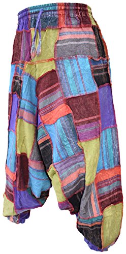 Gheri Men's Cotton Stone Washed Aladdin Wide Leg Genie Ninja Harem Pants Trousers3