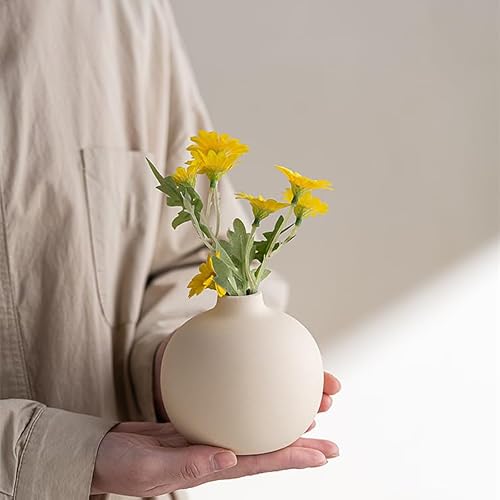 Miniatura 4 de Juego De 3 Jarrones De Cerámica,Jarrones Deco Estética Neutra Boho Floreros Deco Escandinavos,Decoración Moderna De La Casa De Campo,Para La Sala De Estar,El Estante Castaño Claro Naranja Beige