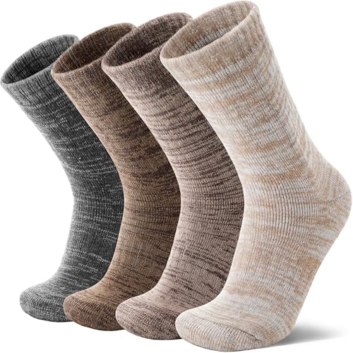 Ya en mundofriki.es: MOSEY KOSY 4 Pares de Calcetines de Lana Merino para Caminar y Senderismo Cálidos Extra Grosos Térmicos Cómodos con Corte Alto para Trabajo para Mujer y Hombre(Serie de Color Café,42-46)