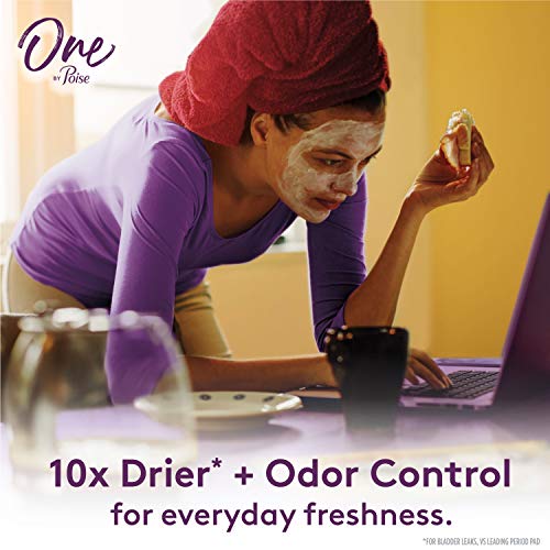 Image of One by Poise Feminine Pads with Wings (2-in-1 Period & Bladder Leakage Pad for Women), Regular, Heavy Absorbency for Period Flow, Light Absorbency for Bladder Leaks, 18 Count