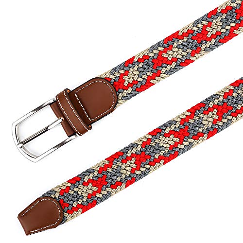 Image of Braided Canvas Woven Elastic Stretch Belts for Men /Women /Junior with Multicolored