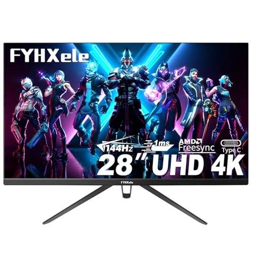 Image of 28 Inch 4K UHD Gaming Monitor 144Hz 1ms，IPS Monitor with HDR400, 100% sRGB， AMD FreeSync /G-Sync，PC Monitor for Gaming,Office,Type-C /HDMI /USB，Built-in Speaker，VESA Mount, Bluelight Filter