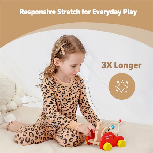 Image of Kids 2-Piece Soft Bamboo Viscose Clothing Set, Long Sleeve Top & Pants, Everyday Outfit for Toddler Boys & Girls