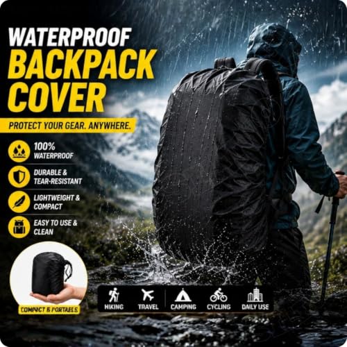 Image of ComSaf Waterproof Backpack Rain Cover (30-40L) Wear-Resisting and Durable Bag Cover for Backpack, Laptop Bag Rain Cover with Adjustable Anti Slip Buckle Strap, Rain Coat for Bag, School Bag Protection