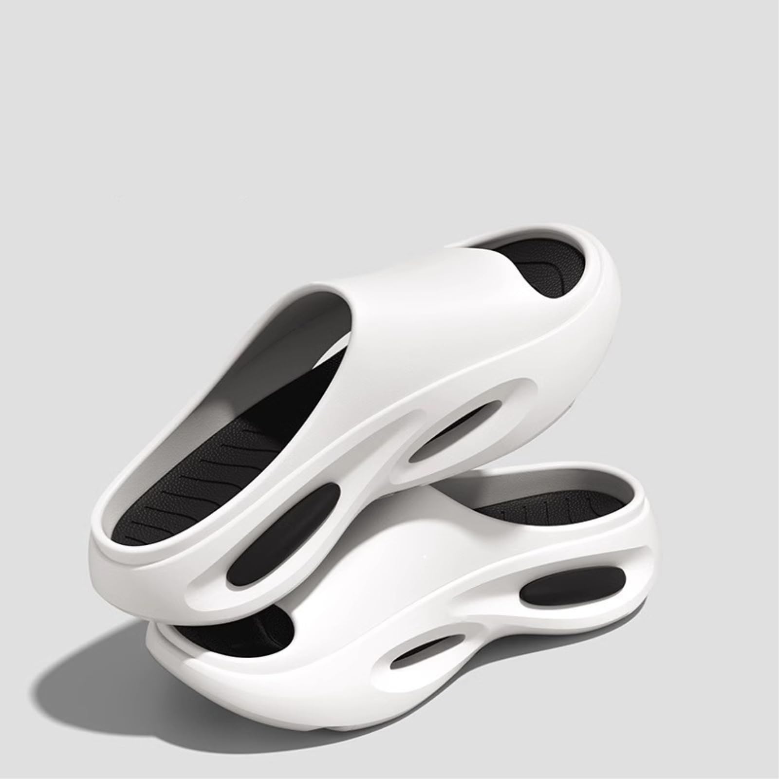 Tongs Homme Claquettes Sport Semelle Épaisse Sandales Antidérapantes Piscine Plage-Black White-50-51