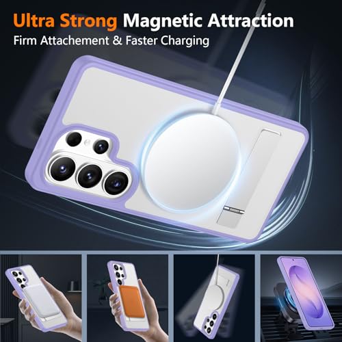 Image of SPIDERCASE Magnetic for Samsung Galaxy S26 Ultra Case,[Built-in Invisible Kickstand][Compatible with Magsafe] Slim Translucent Matte Phone Case for S26 Ultra 6.9'',Light Purple