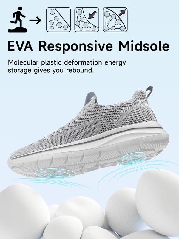 Sosenfer Mens Slip On Hands Free Walking Sneakers Slip in Breathable Athletic Running Shoes Ultra Lightweight Non Slip Tennis Shoes Workout Sneakers for Gym-QIANHUI-40 Grey4