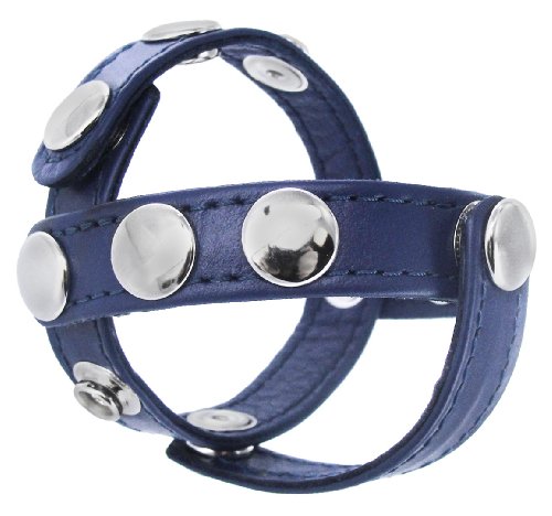 Blue Leather Cock and Ball Harness