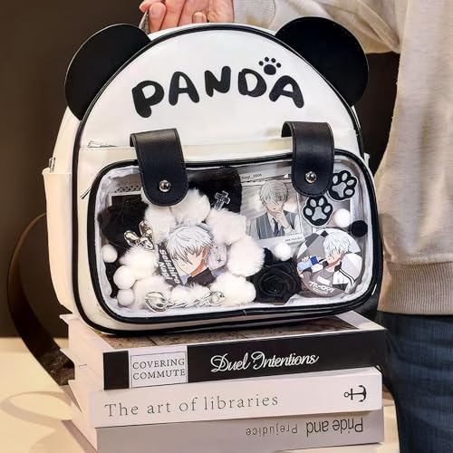 Ita Bag Pin Display Backpack for Kids Girls Cute Panda Mini Bag Kawaii Cartoon Backpack for School (White)3
