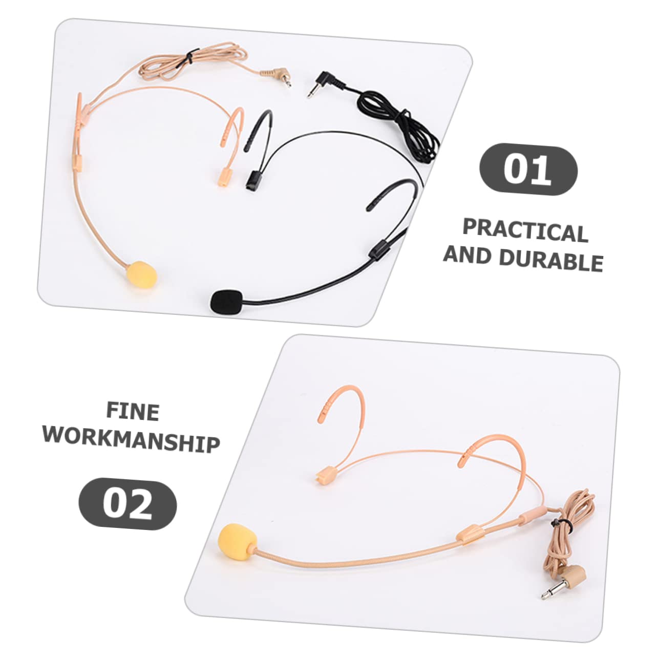 Tête Montée Microphone Portable Rechargeable UHF à Revers-casque, Sans