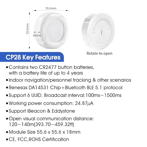 Image of DX-CP28 BLE 5.1 eddystone ble ibeacon 4 Years Battery Life 120~140m Tracking Distance Message Push Asset Tracking Indoor Navigation Blue Tooth Ibeacon (3)