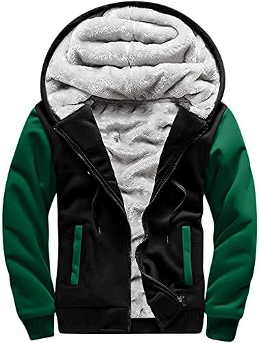 MACHLAB Men's Pullover Winter Workout Fleece Hoodie Jackets Full Zip Wool Warm Thick Coats BlackGreen#W02 M