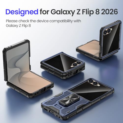 Image of VEGO for Galaxy Z Flip 8 Case with Built-in Privacy Screen Protector,Blue | with Kickstand Hinge Protection Full-Body Military-Grade Protection Shockproof Rugged Phone Case for Samsung Z Flip 8 2026