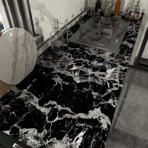 Papel de contacto impermeable textura gruesa autoadhesivo mármol negro 2