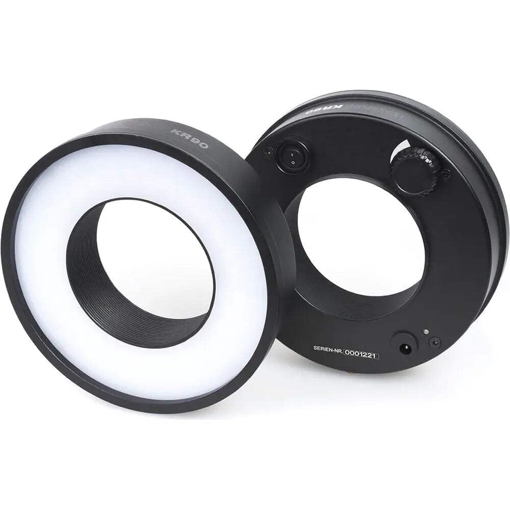 Kaiser Fototechnik 3250 KR90 - Luce ad anello, 30x LED tre chip, filettatura del filtro: 77 mm, batteria integrata, incl. anello adattatore, 55-72 mm, colore: Nero