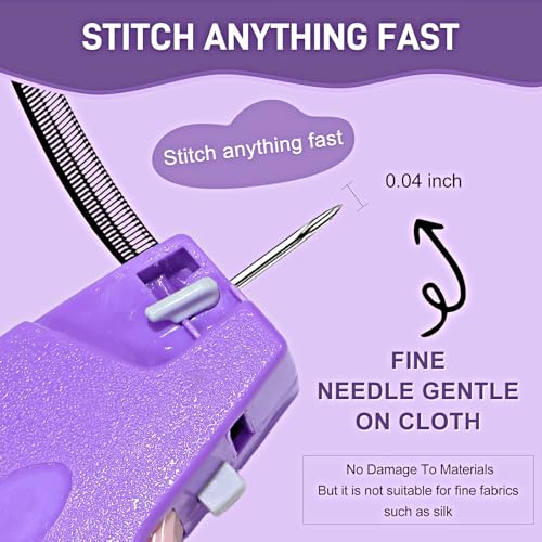 Image of Stitch Gun for Clothes, Handheld Stitch Gun Quick Clothing Fixer,Sewing Kit Includes 1,000 Black Fasteners & 1,000 White Fasteners & 6 Needles (Purple)
