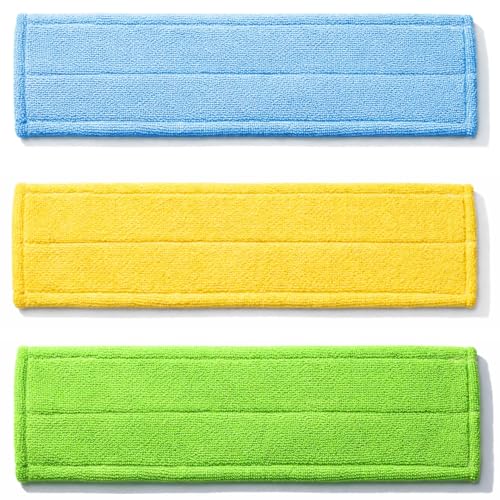 com-four® 3 nakladki z mikrofibry – zapas do mopa podlogowego 39 cm – do wszystkich rodzajów podlóg – pranie w pralce 40 °C (3 sztuki - niebieski/zólty/zielony)