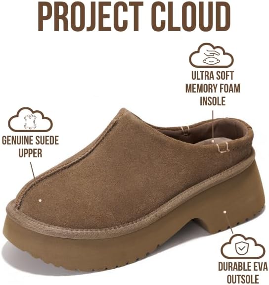 Project Cloud 100% Genuine Leather Platform Clogs for Women Footwear - Memory Foam and Non-Slip Mules Shoes, Comfortable Stylish Closed Toe Clogs for Women 2026 (Johnna) - Image 3