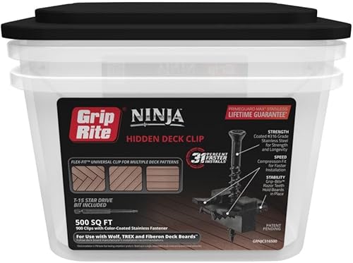 Miniatura 1 de GRNJC316500 Grip-Rite Ninja Clip oculto para cubierta, paquete de 900