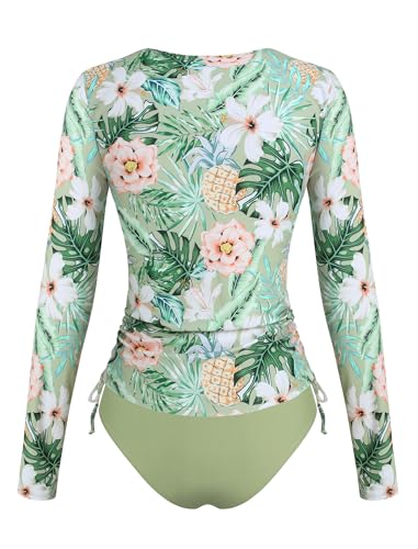 Image of ZAFUL Women's Long Sleeve Rash Guard UPF 50+ Sun Protection Surf Swim Shirts Drawstring Tankini Swimsuit