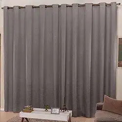 Cortina para Sala e Quarto 3,00m Larg. x 2,50m Altura Tecido Cetim Amassadinho - Chumbo