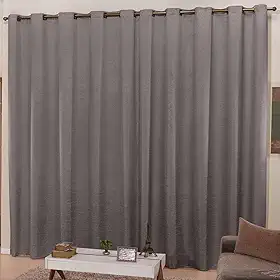 Cortina para Sala e Quarto 3,00m Larg. x 2,50m Altura Tecido Cetim Amassadinho - Chumbo